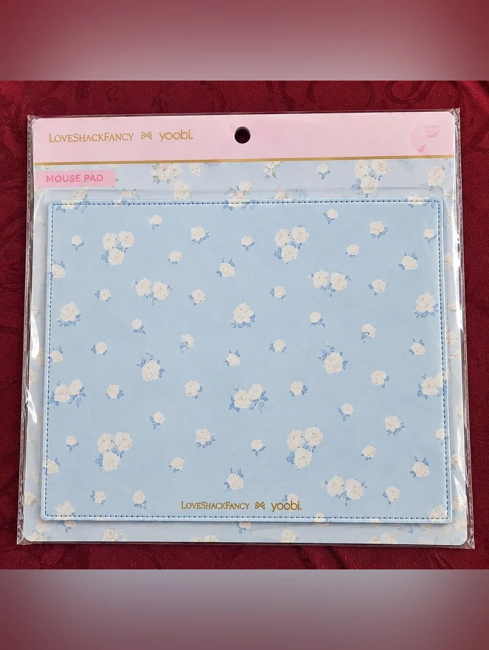 LoveShackFancy Light Blue Floral Mouse Pad
